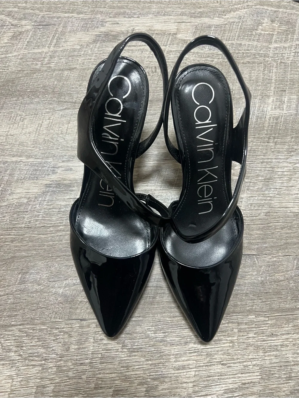 [Calvin Klein] Women's Black Patent Slingback Pumps